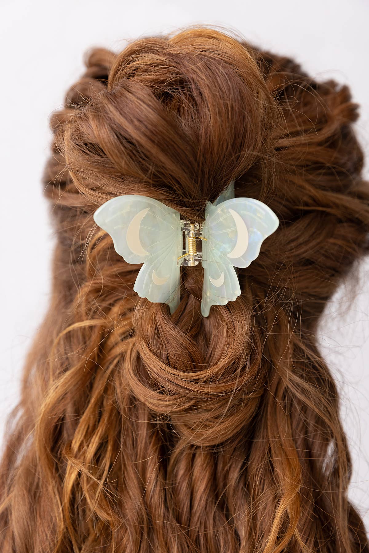 Lunar Moth Hair Claw w/ Crescent Moons: Light Green