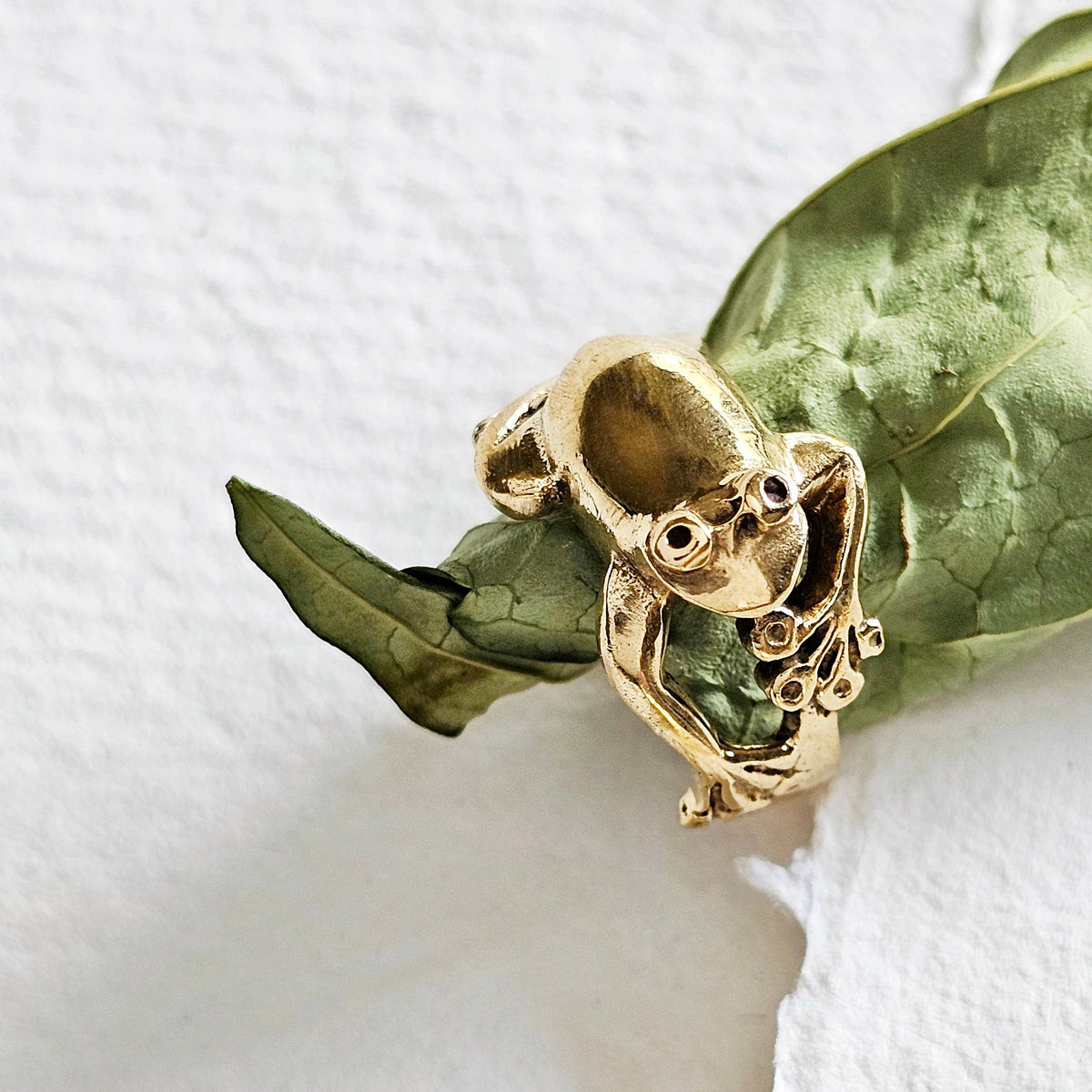 Brass frog animal ring adjustable cute nature jewelry