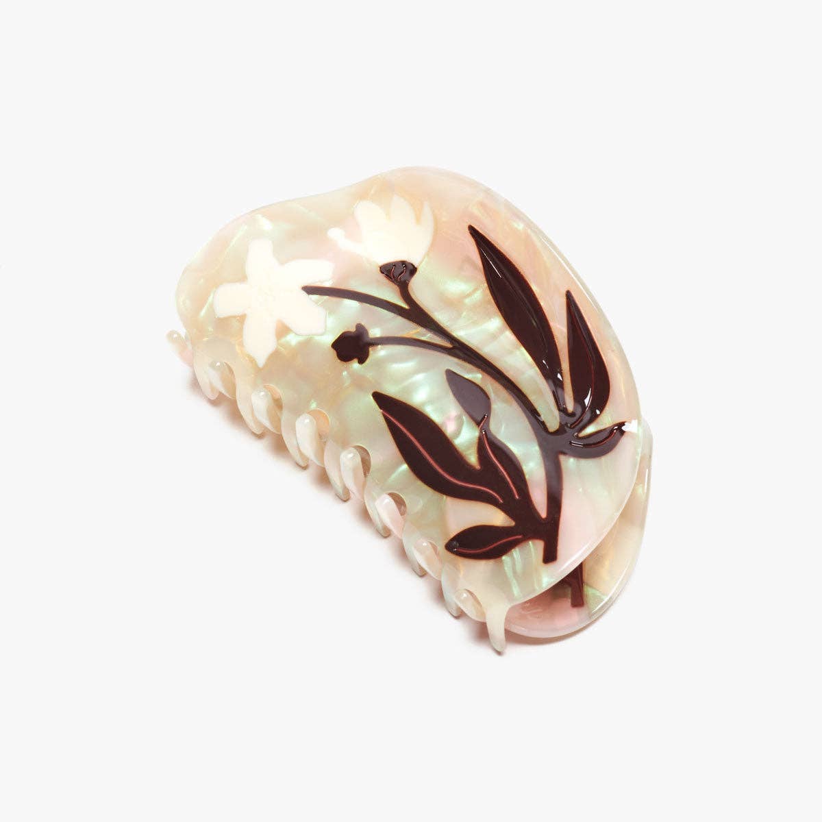 Bryony Floral XL Deep Women&#39;s Hair Claw Accessory in Cream