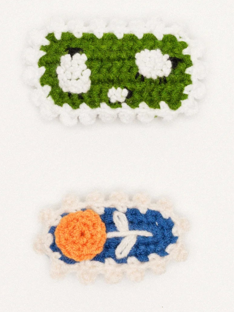 Sheepish Pastures Crochet Hair Clip