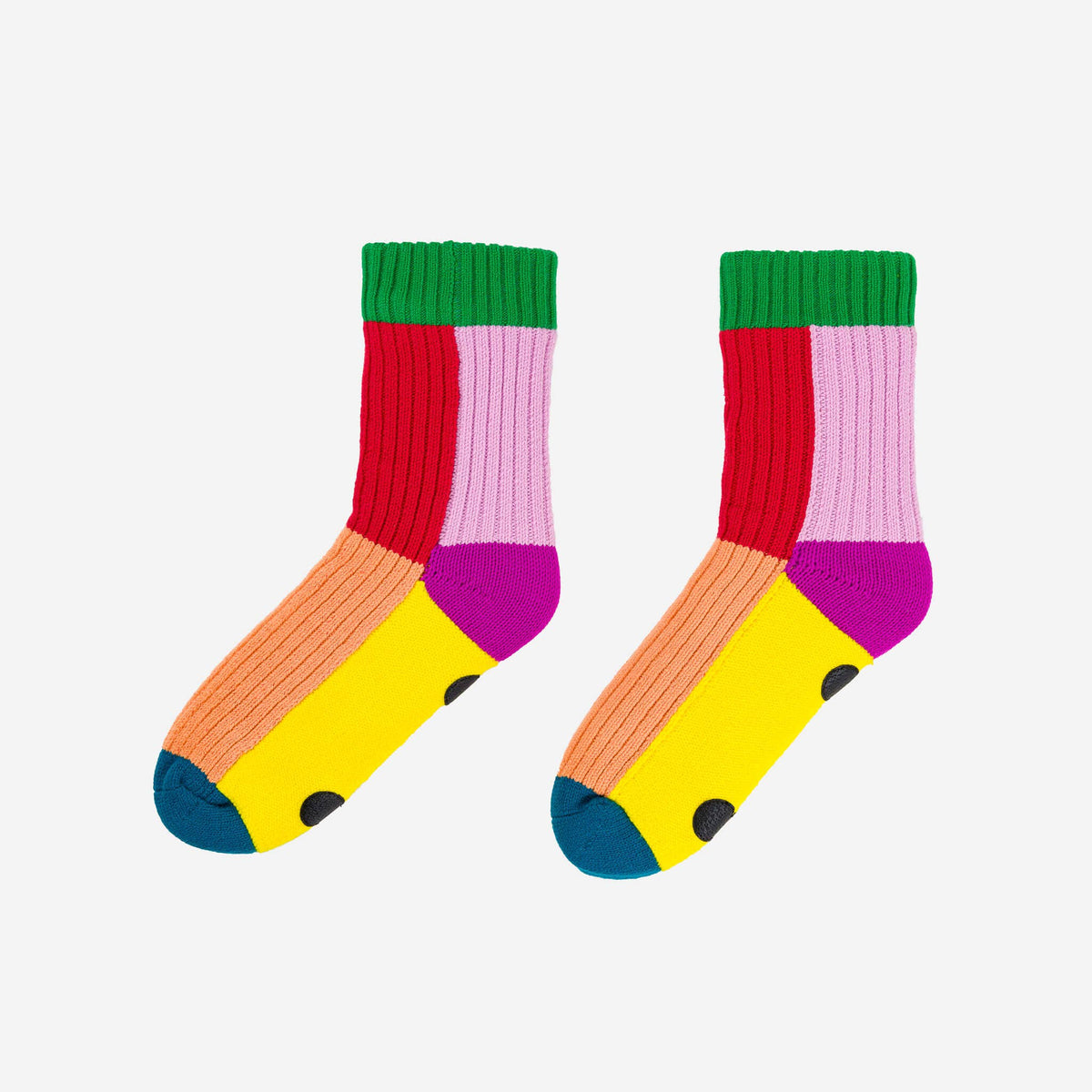 Kaleidoscope Knit House Socks: Peach Red / S/M - W 6-9&lt;br&gt;M 5-7.5