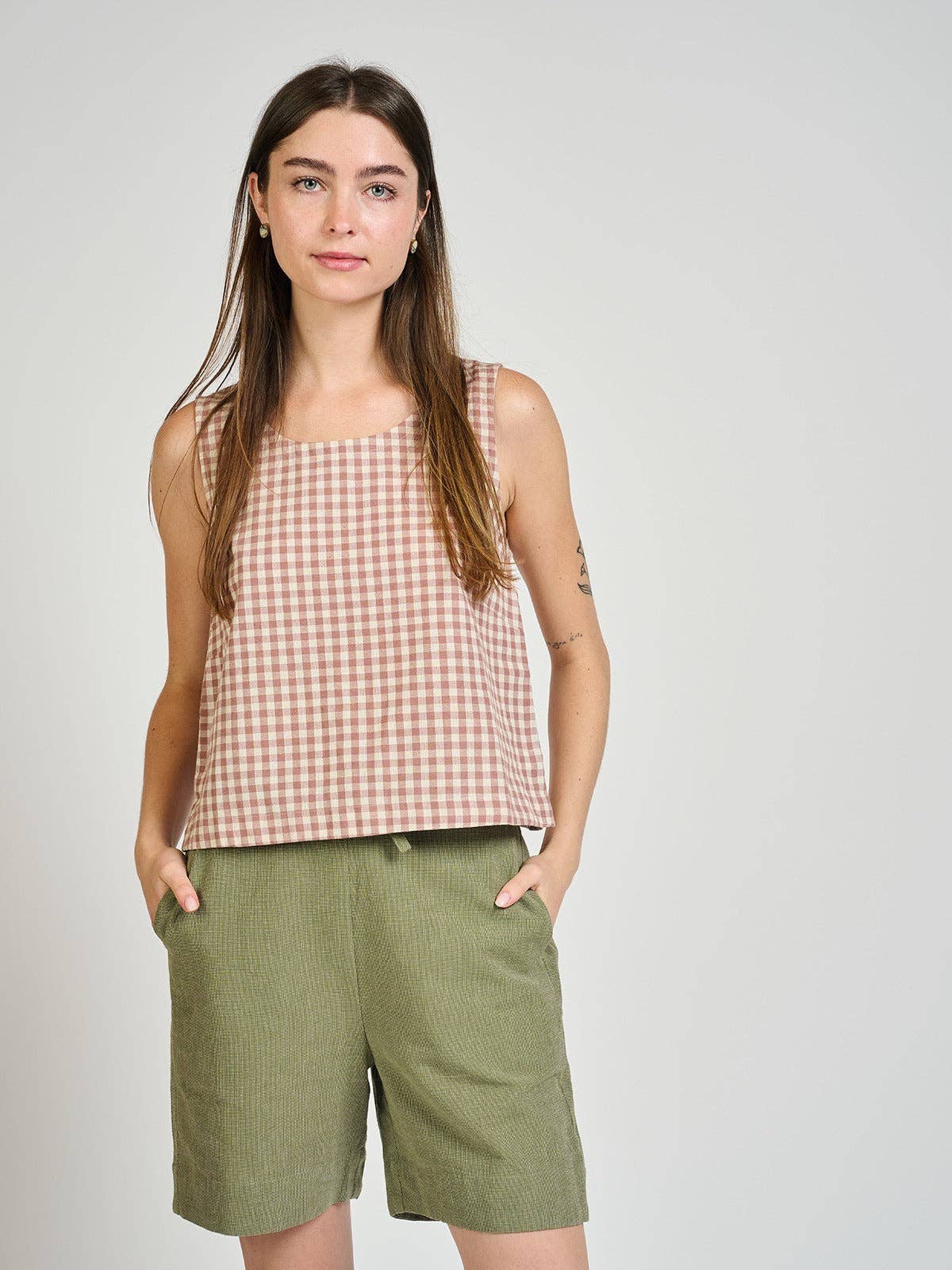 Neko Tank Brown Gingham: Brown Gingham