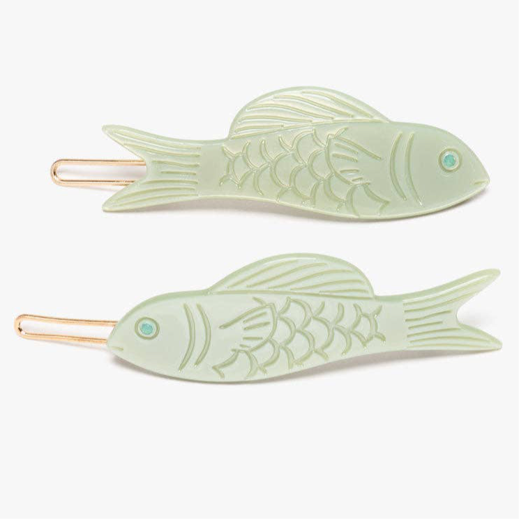 Fish Women&#39;s Hair Clip Barrette - Jade Green - Sold Single