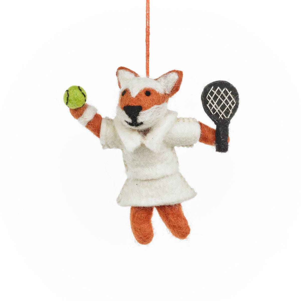 Handmade Felt: Wimbledon Fox Hanging Tennis Ornament