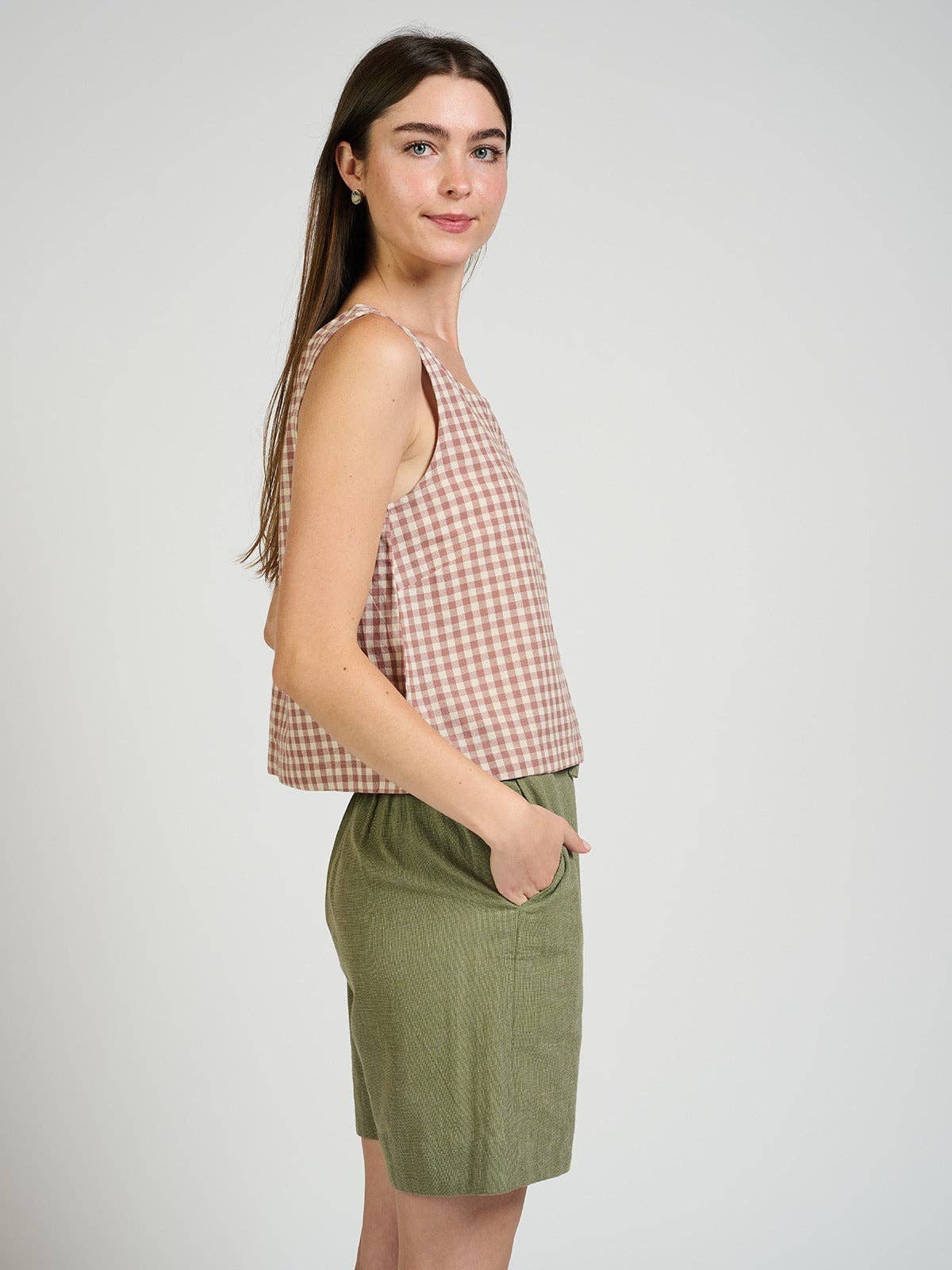 Neko Tank Brown Gingham: Brown Gingham