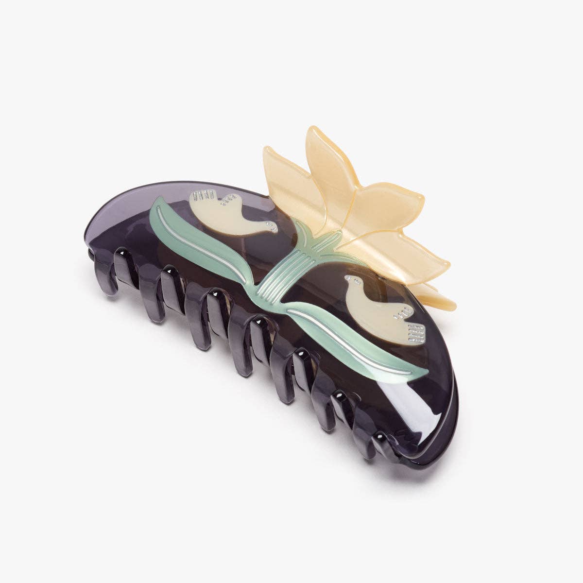 Twin Doves Acetate White Lotus Women&#39;s Hair Claw Clip