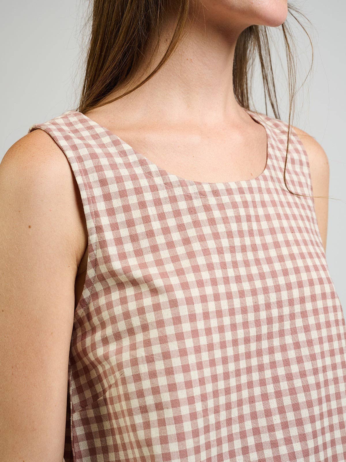 Neko Tank Brown Gingham: Brown Gingham