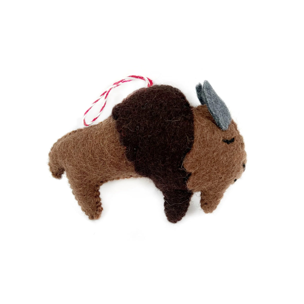 Handmade Felt &amp; Wool: Bison Sleeping Ornament