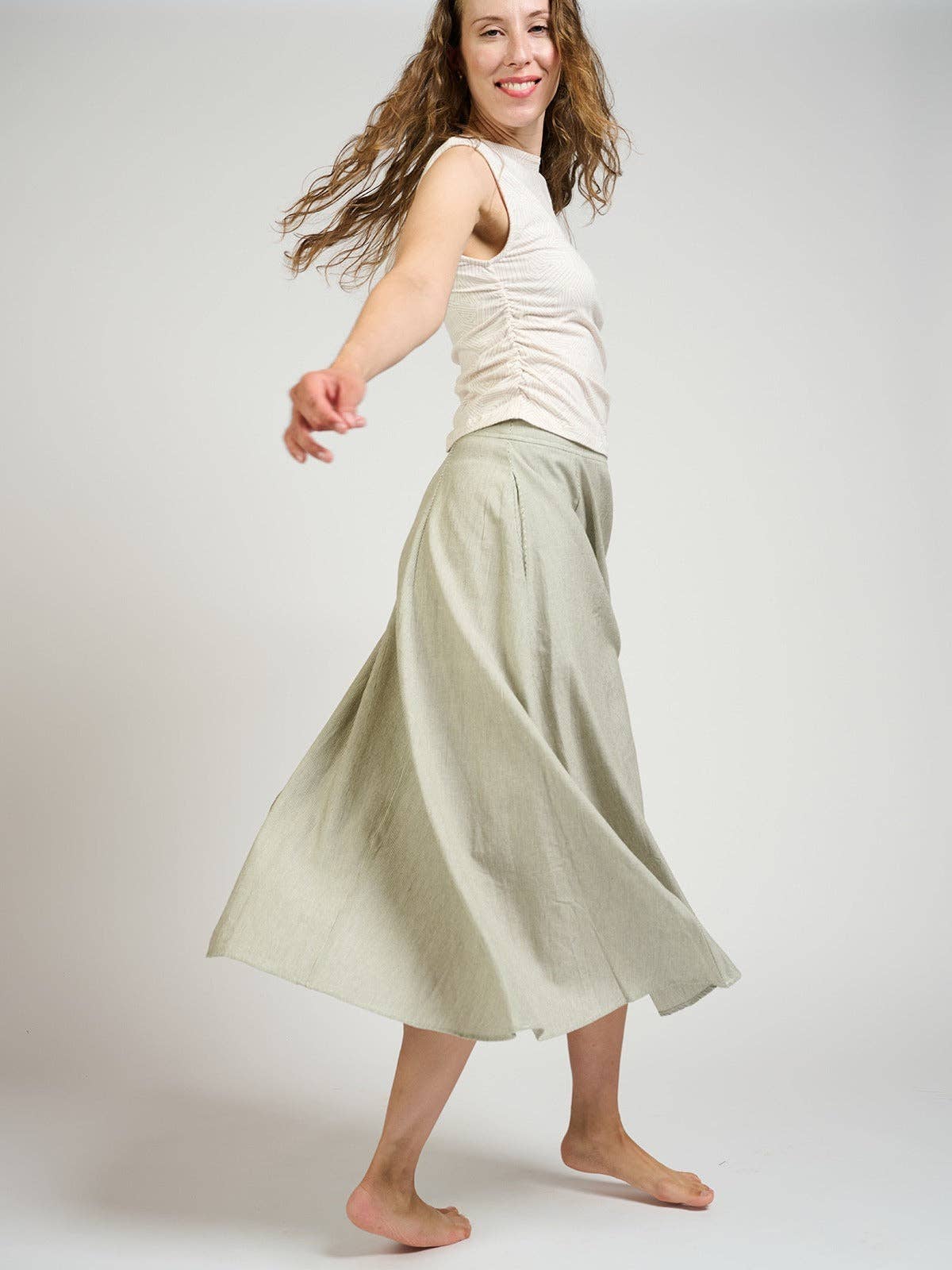 Lucinda Skirt Olive Stripe: Olive Stripe