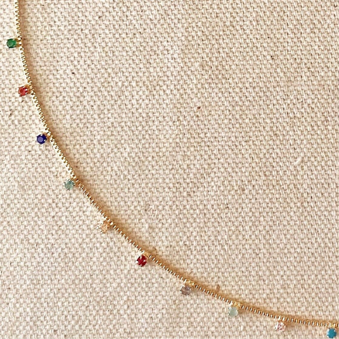 18k Gold Filled Micro Rainbow Necklace