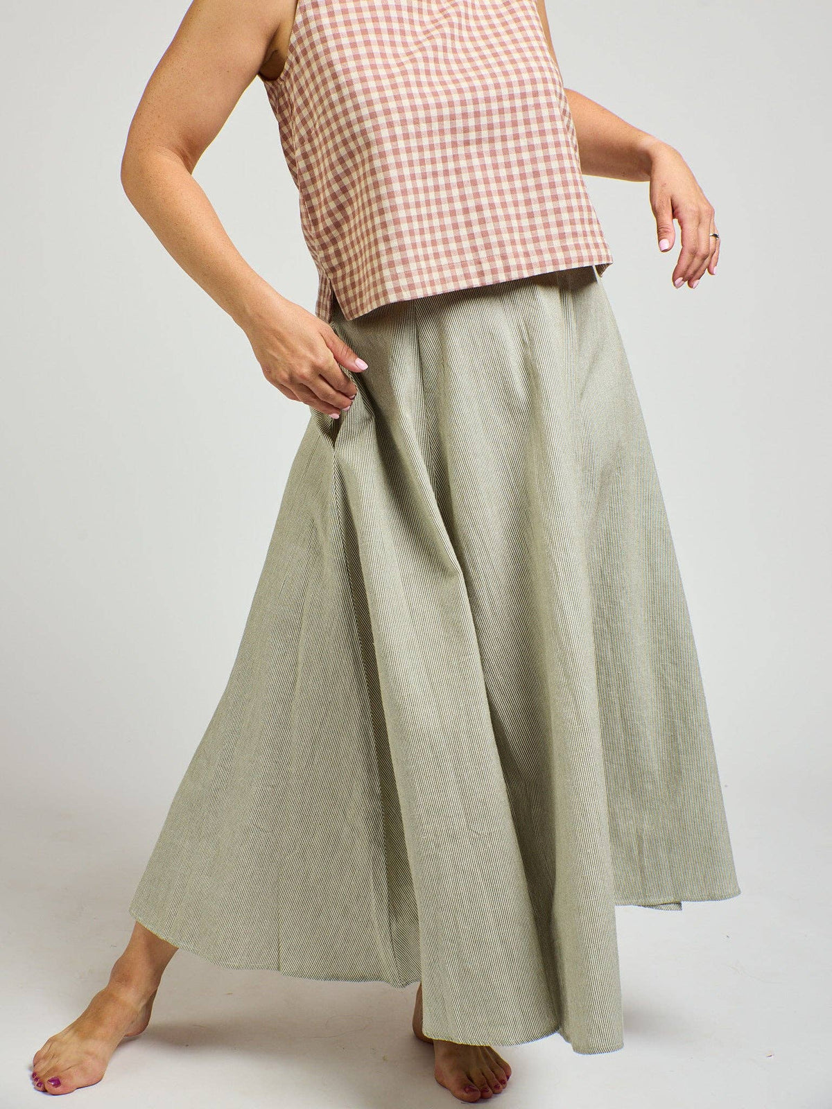 Lucinda Skirt Olive Stripe: Olive Stripe