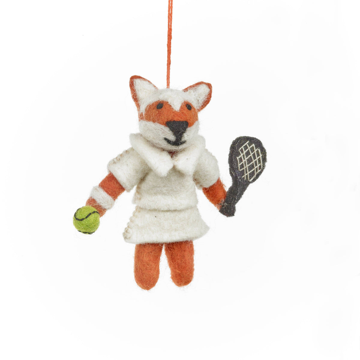 Handmade Felt: Wimbledon Fox Hanging Tennis Ornament