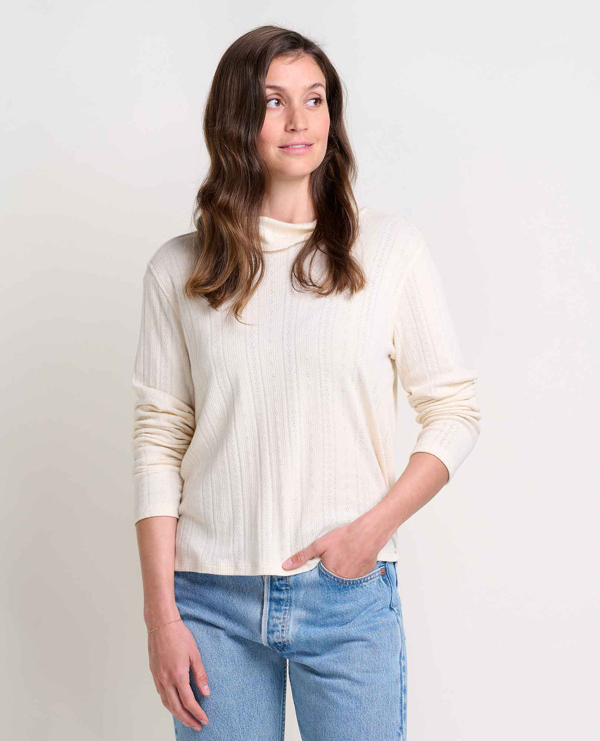 Foothill Pointelle LS T-Neck (Neck Salt)