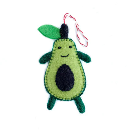 Handmade Felt &amp; Wool: Avocado Man Ornament