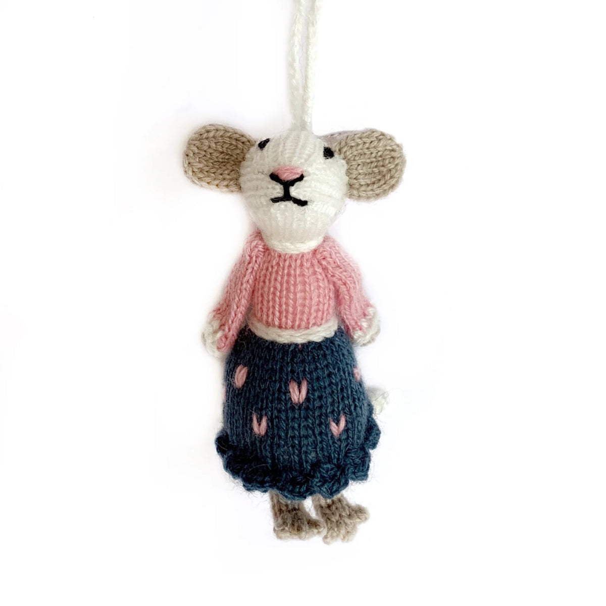 Handmade Knit Wool: Mrs. Mouse Ornament