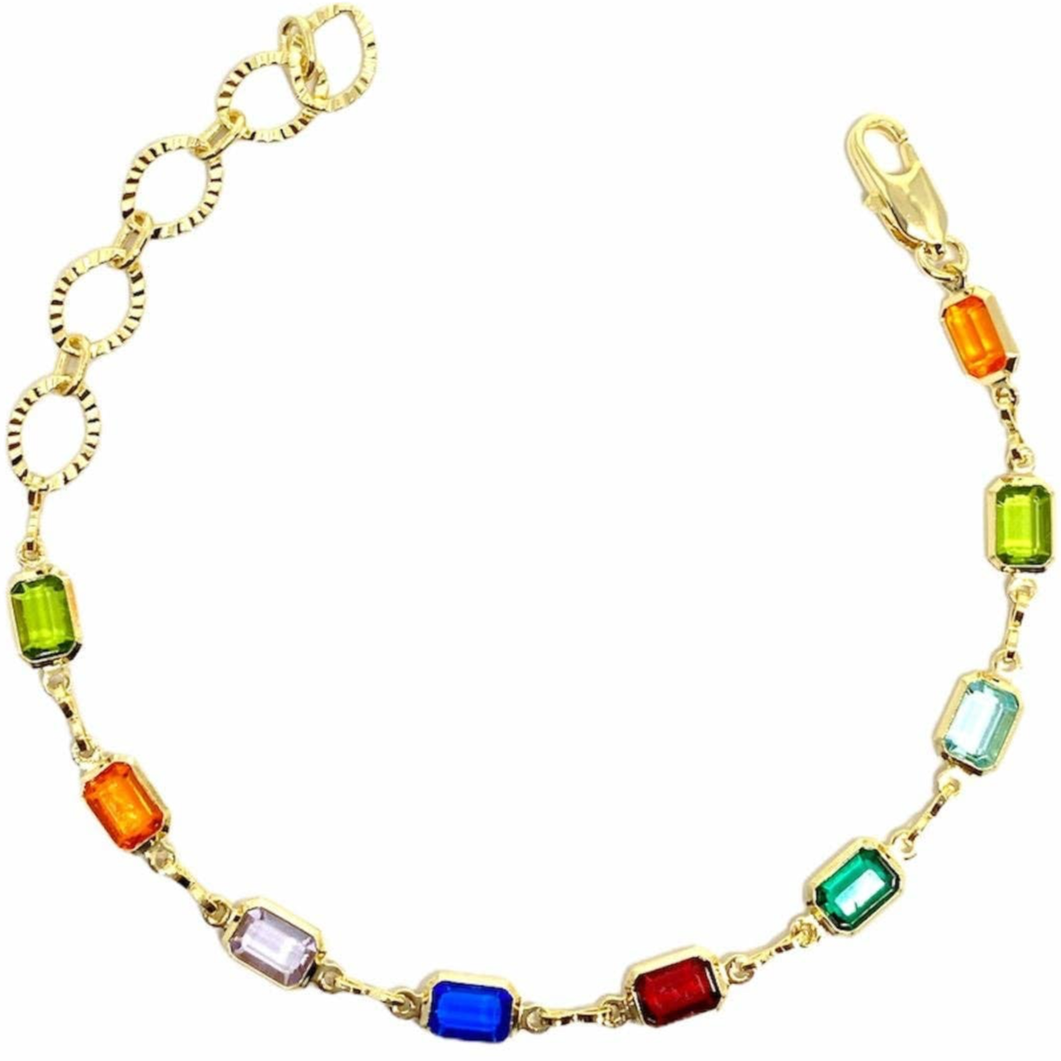 18k Gold Filled Rainbow Bracelet: 7 inches