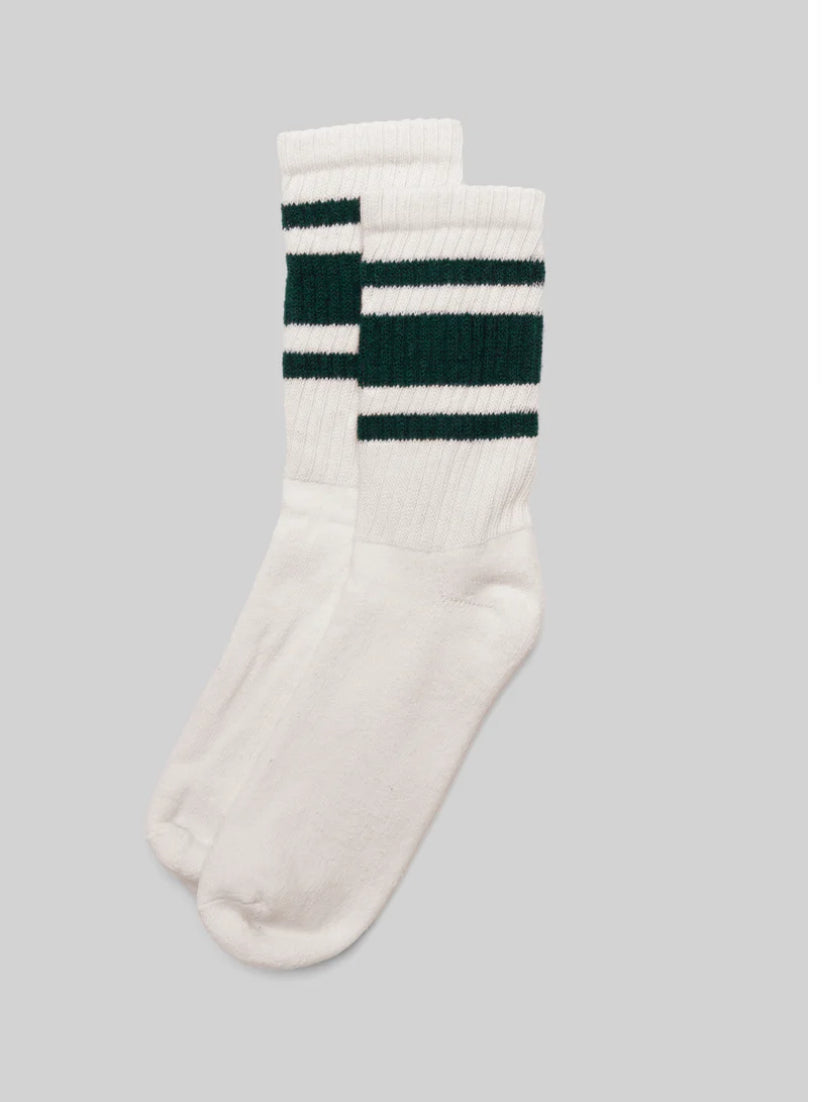 The Retro Mono Stripe Crew - Forest Green