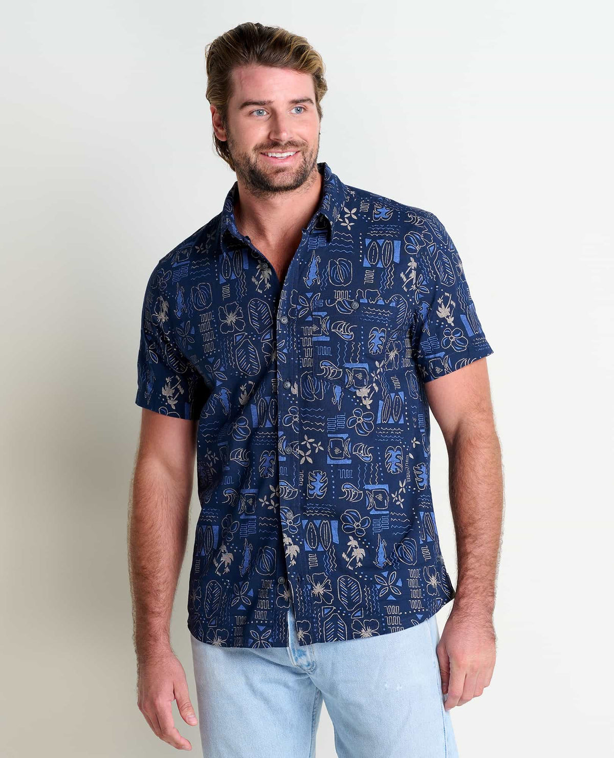 Mattock II SS Shirt (Chicory Woodblock Print)