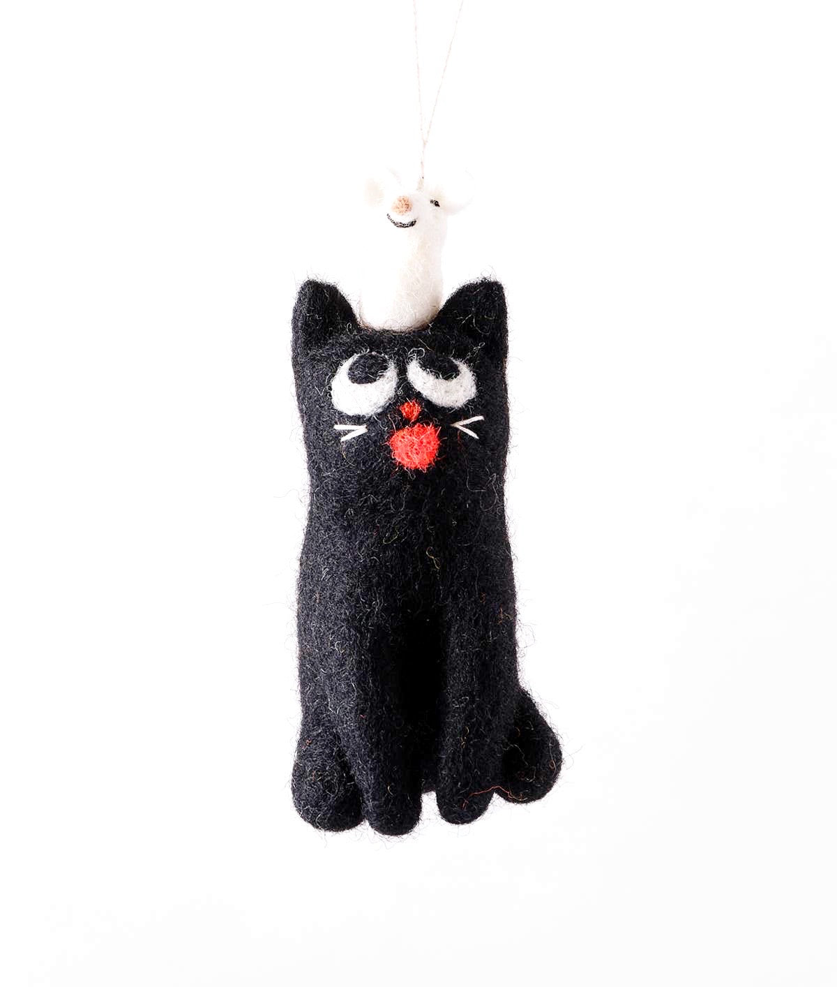 Handmade Felt: “Clint” Black Cat Ornament