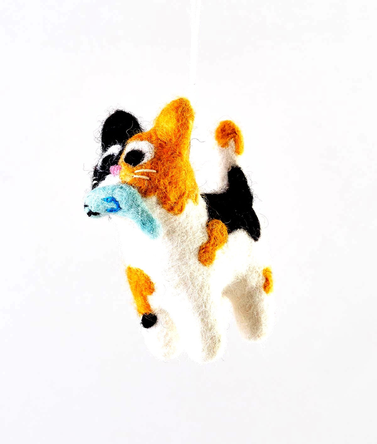 Handmade Felt: “Dwight” Calico Cat Hanging Ornament