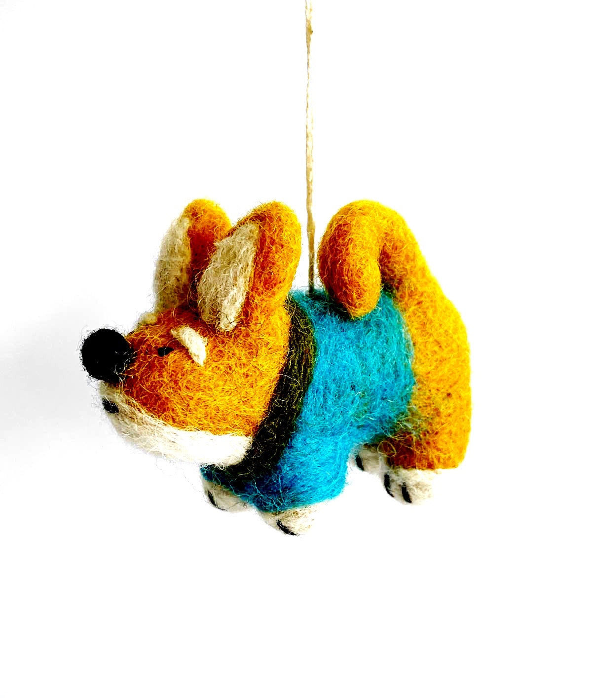 Handmade Felt: “Shishi” Hanging Dog Sweater Felt Ornament