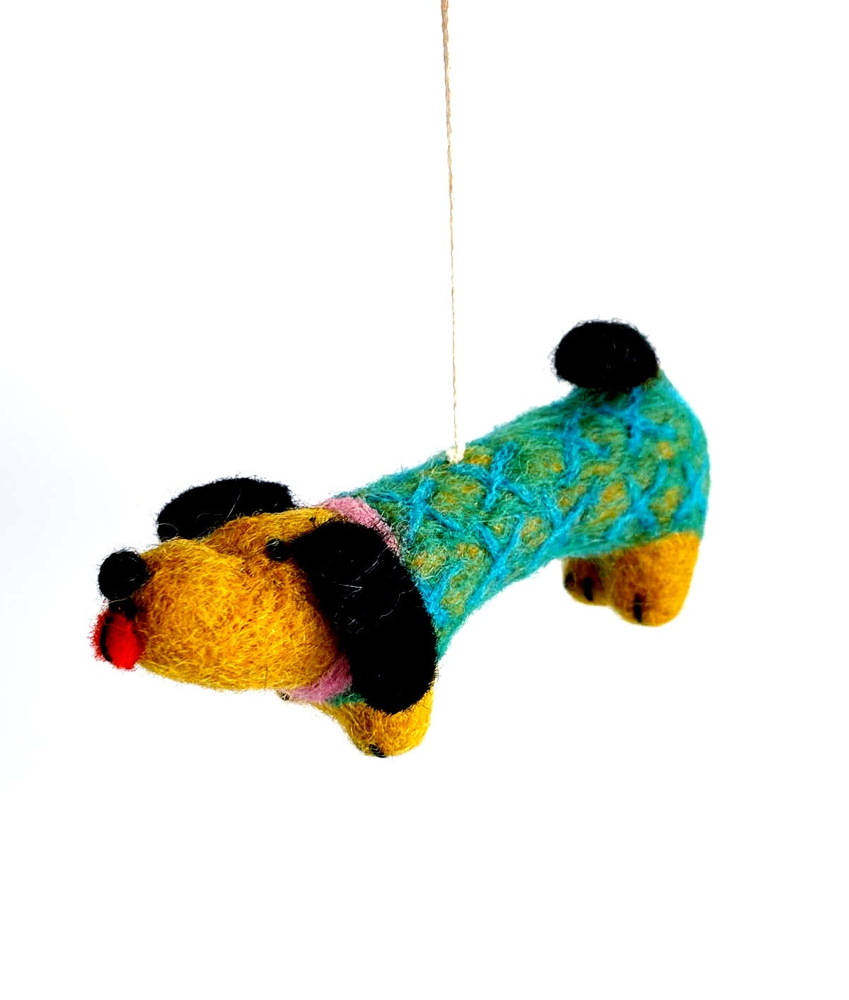 Handmade Felt: “Wiener” Dog Hanging Felt Ornament