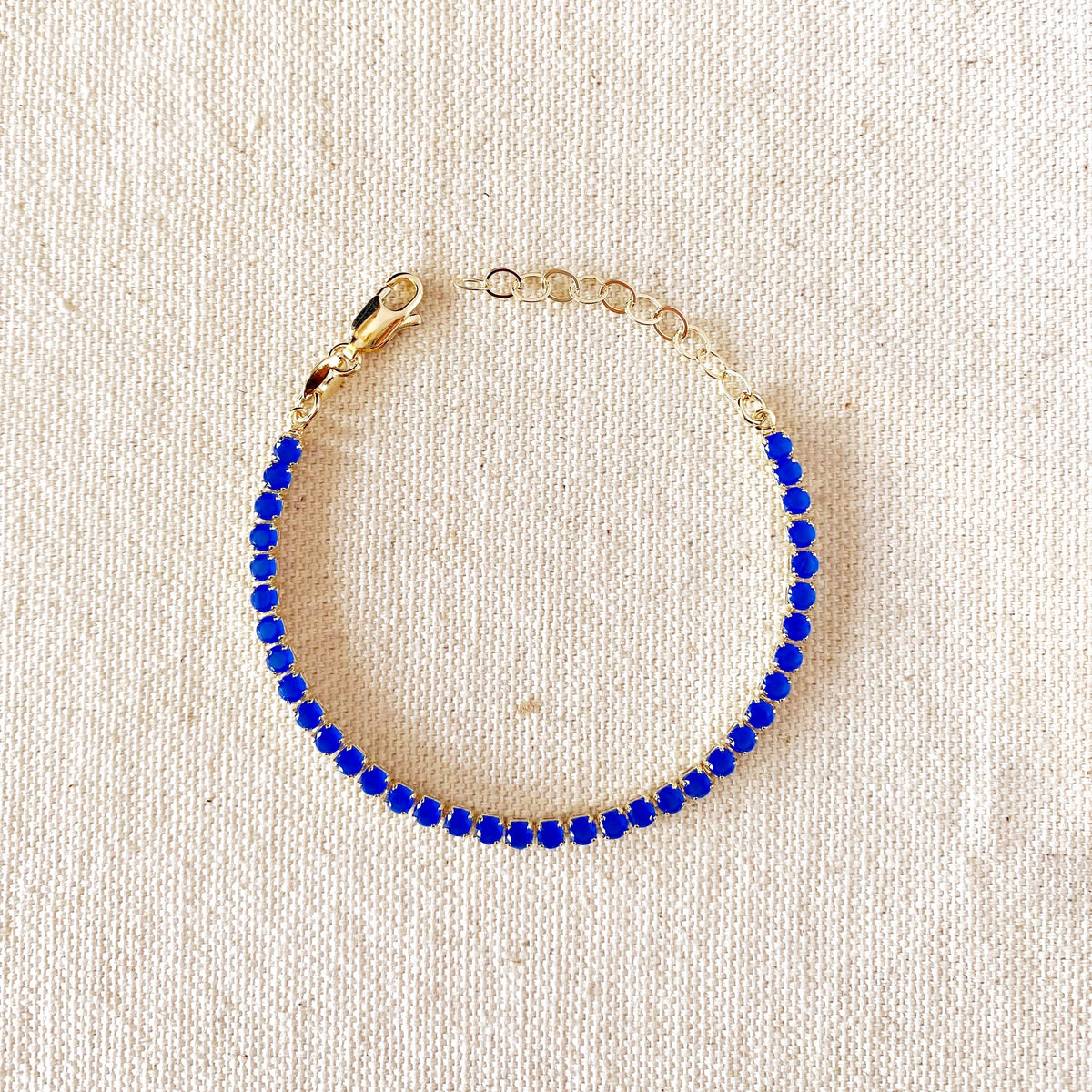 18k Gold Filled 3mm Cubic Zirconia Royal Blue Bracelet