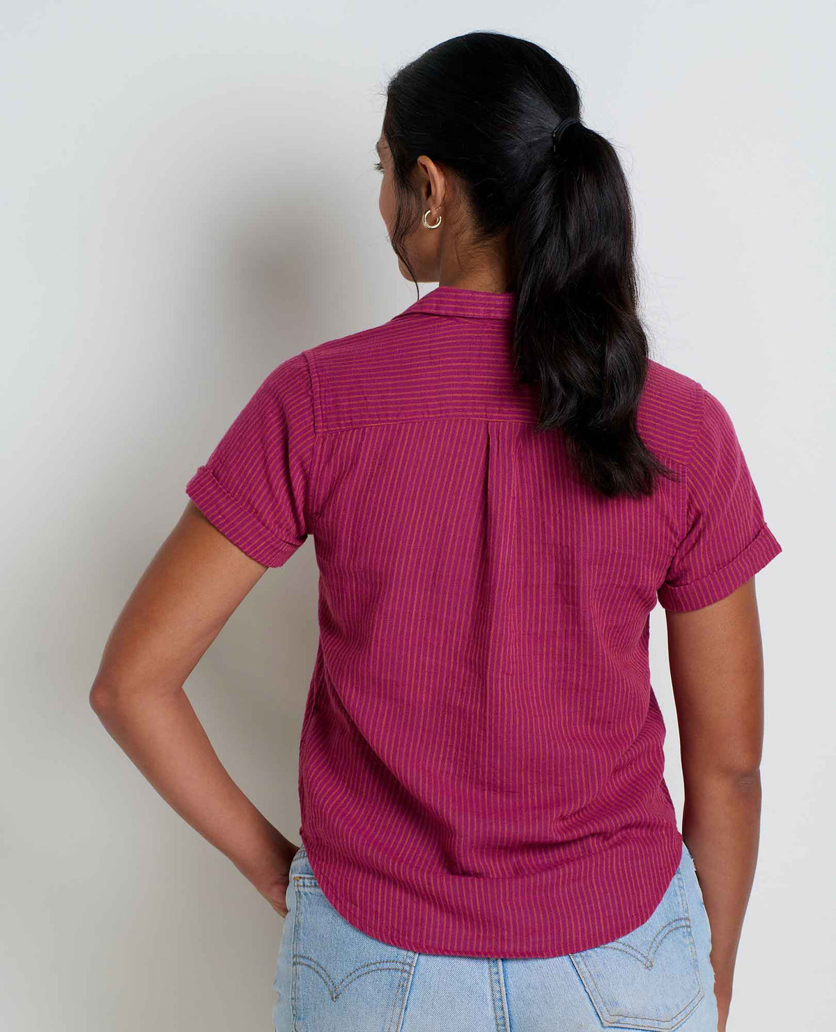 Camp Cove SS Shirt - Boysenberry Daisy Stripe