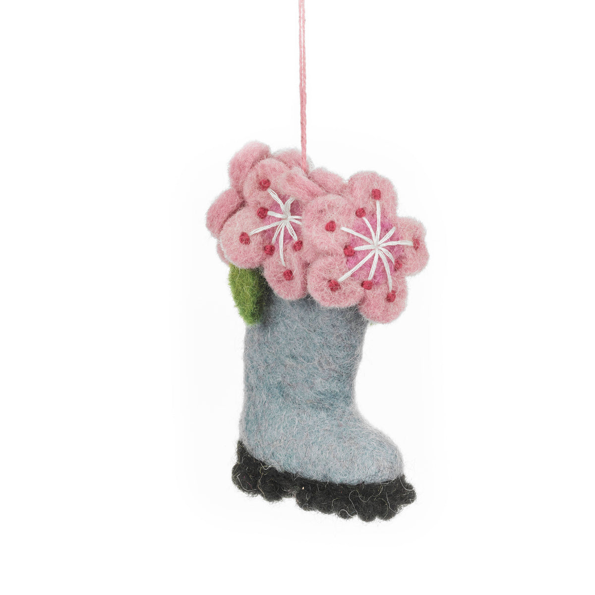 Handmade Felt: Blooming Wellington Boot Mother&#39;s Day Ornament