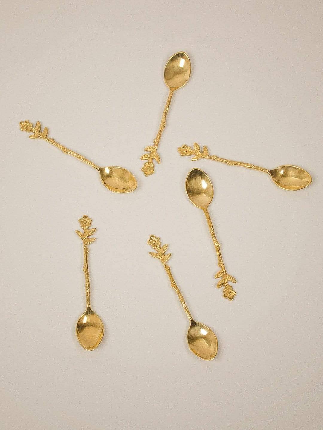 Flower Dessert Spoon Gold- 4.75 X 0.75 inches