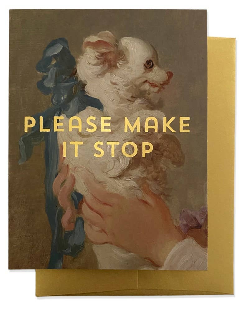 STOP DOGGIE Greeting Card - Gold Foil