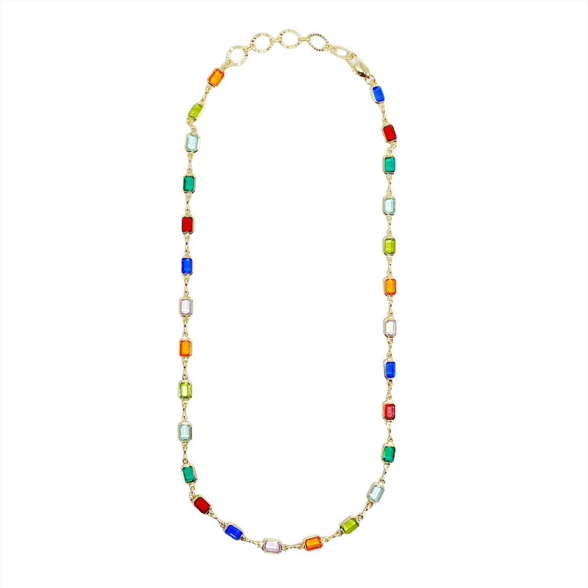 18k Gold Filled Multicolor Necklace: 16&quot; necklace + 2&quot; extension