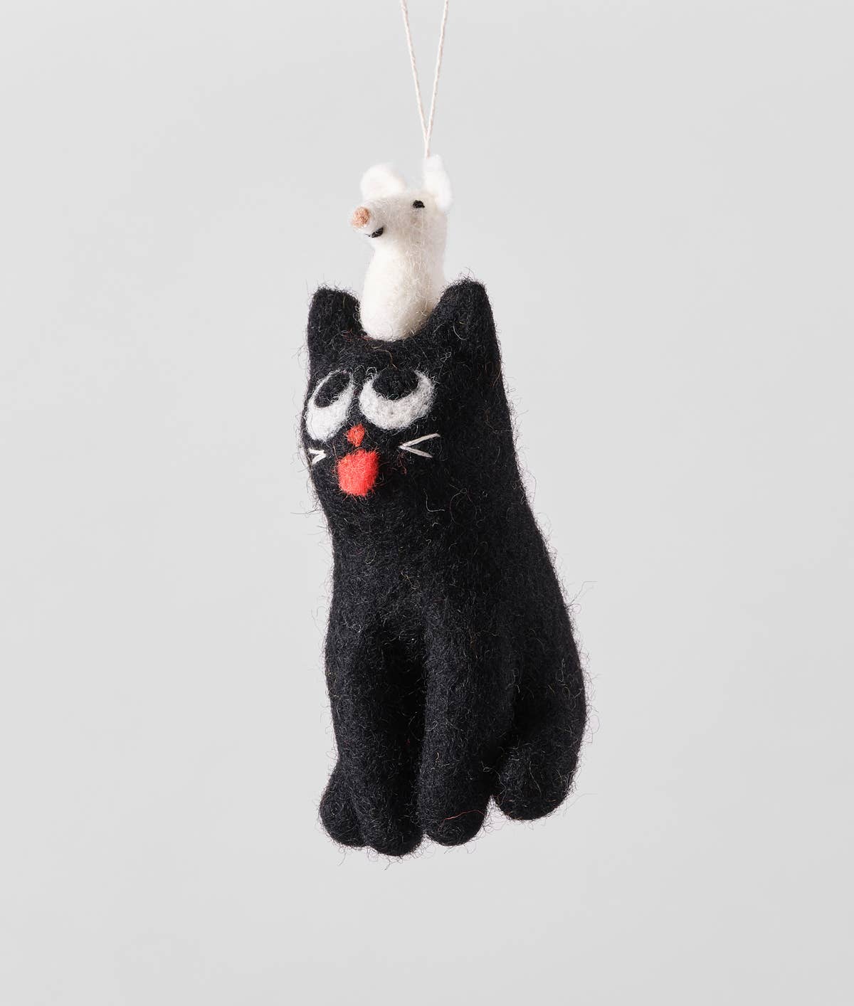 Handmade Felt: “Clint” Black Cat Ornament