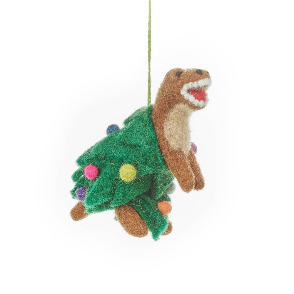 Handmade Felt: Tree-Rex Christmas Dinosaur Ornament