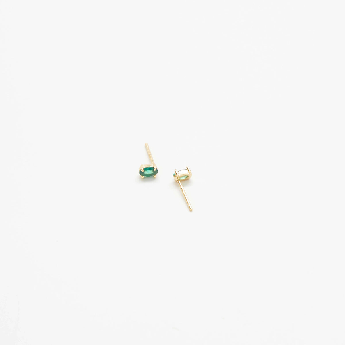 Green Cubic Zirconia Oval Gold Vermeil Stud