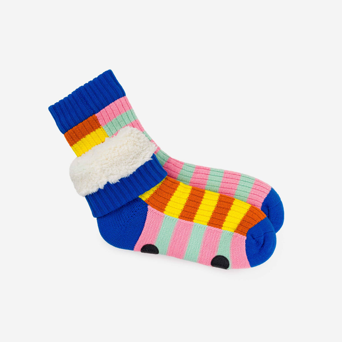 Super Stripe Knit House Socks: Yellow Flame / L/XL - W 9.5-12.5 // M 8-11