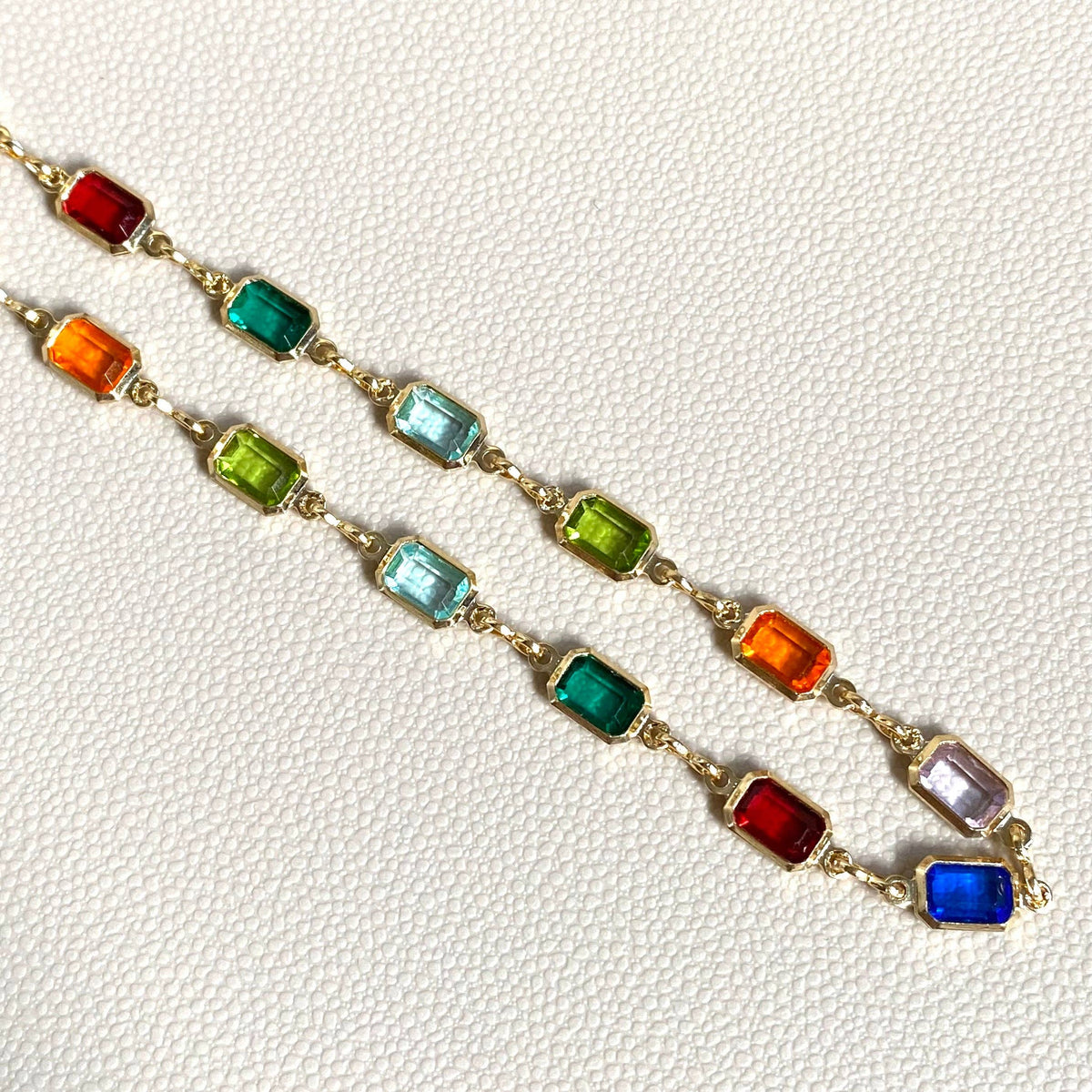 18k Gold Filled Multicolor Necklace: 16&quot; necklace + 2&quot; extension