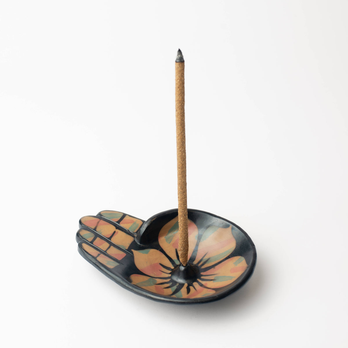 Chulucanas Ceramic Incense Holder Modelo Mano: Peach