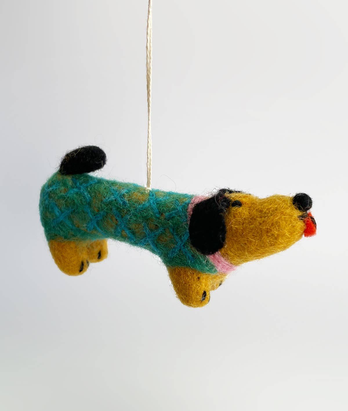 Handmade Felt: “Wiener” Dog Hanging Felt Ornament