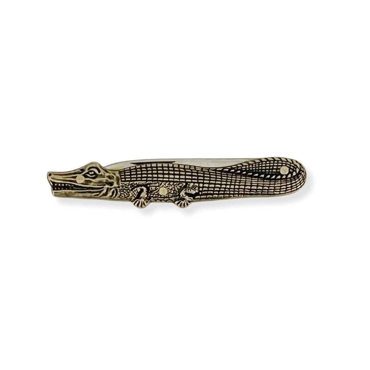 Cute Little Brass Animal Pocket Knife : Alligator