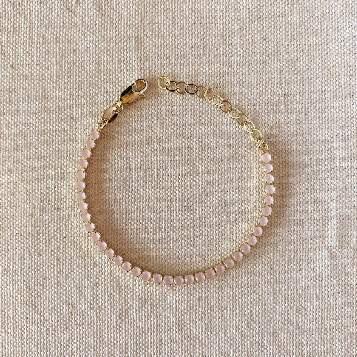 18k Gold Filled 3mm Cubic Zirconia Pink Bracelet