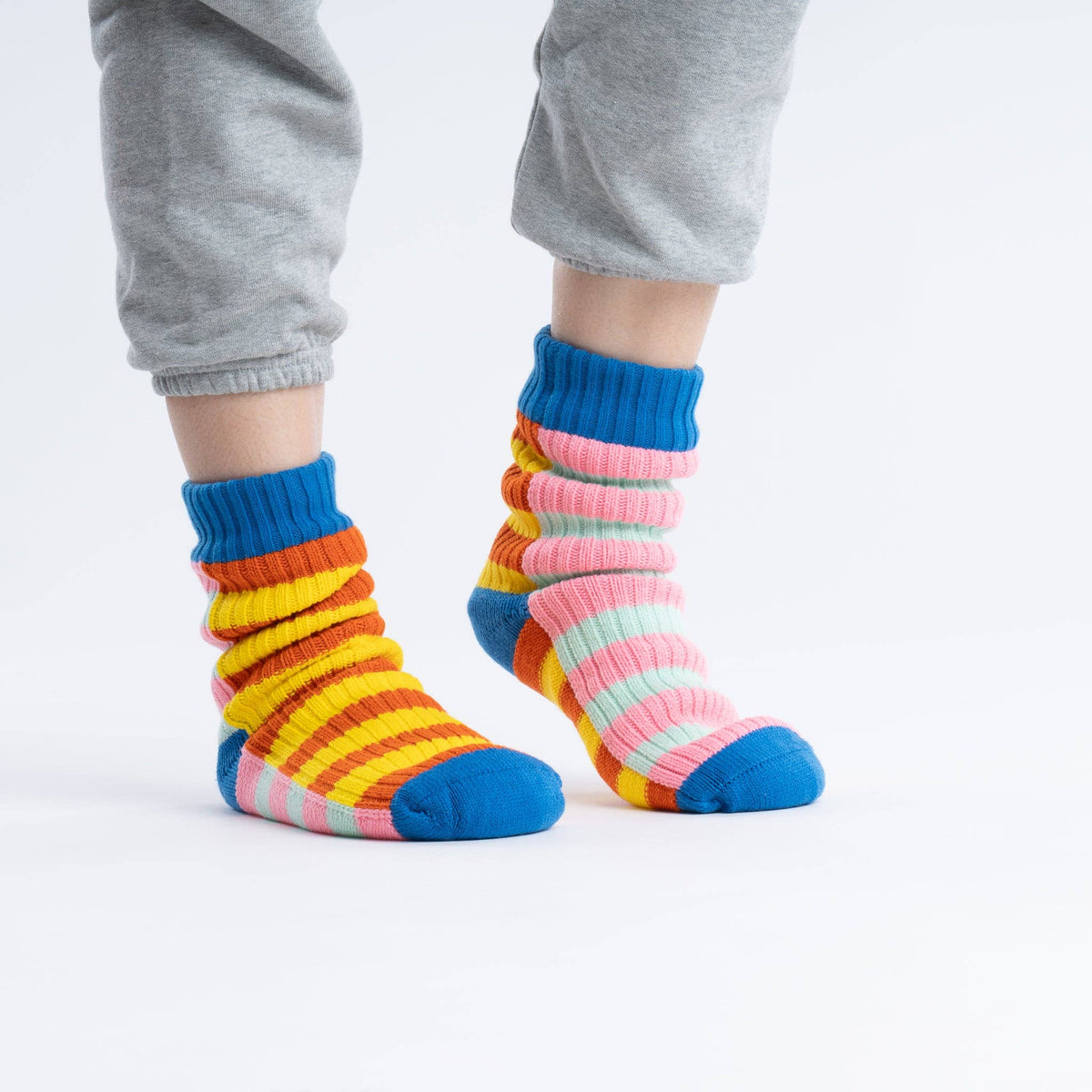 Super Stripe Knit House Socks: Yellow Flame / S/M - W 6-9 // M 5-7.5