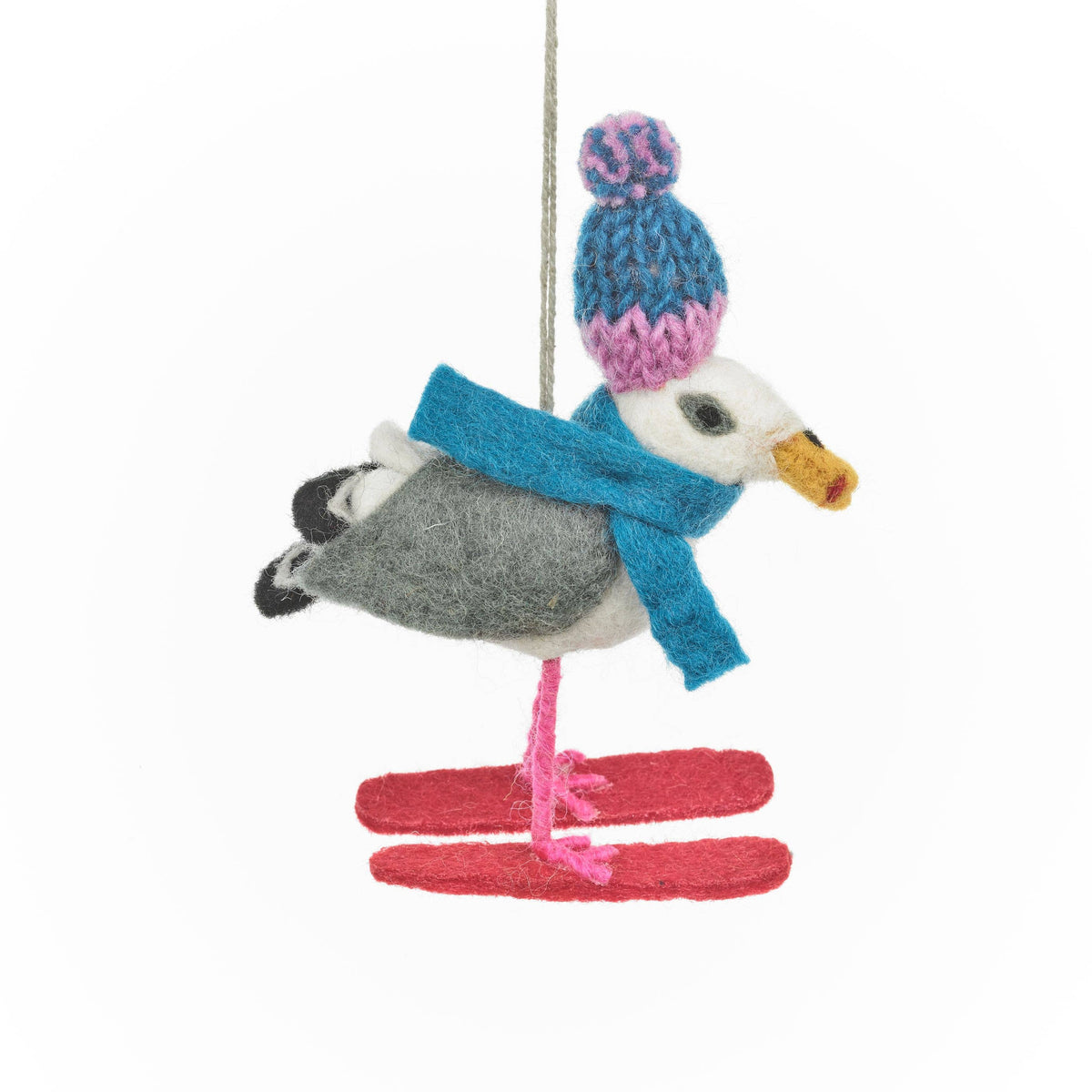 Handmade Felt: Ski-Gull Christmas Seagull Ornament