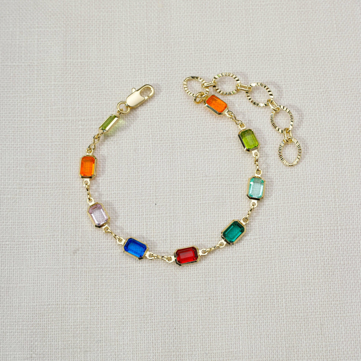 18k Gold Filled Rainbow Bracelet: 7 inches