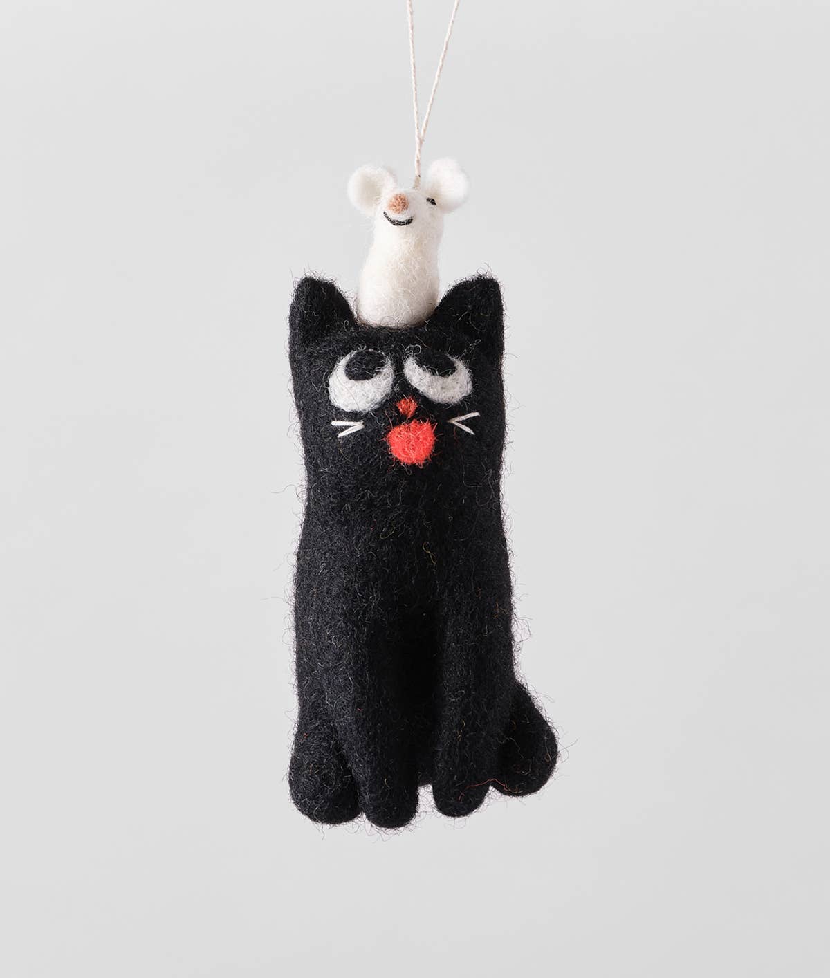 Handmade Felt: “Clint” Black Cat Ornament