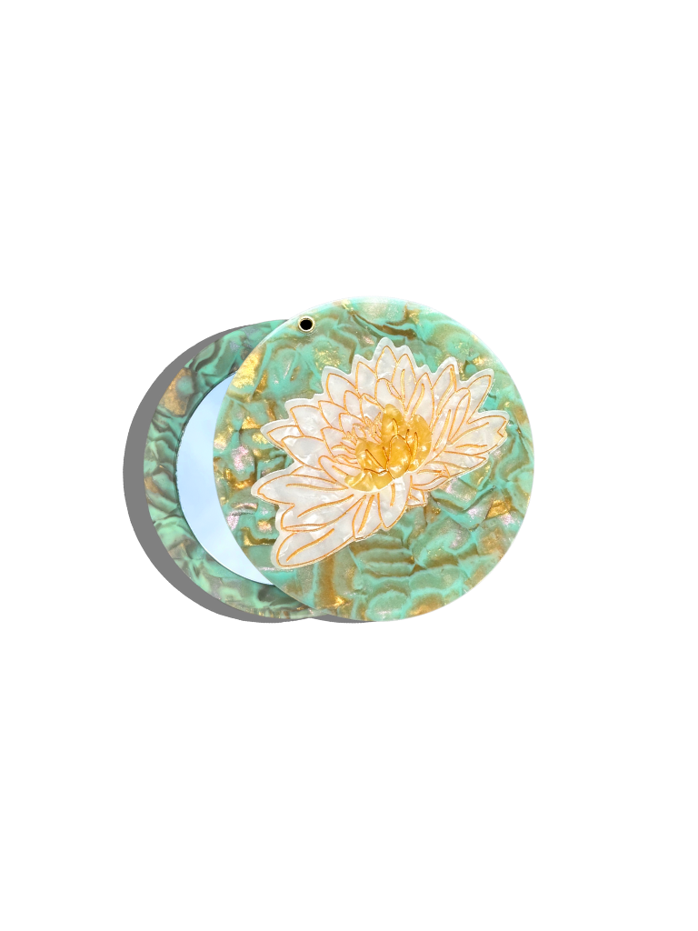 Hand-painted Waterlily Compact Mirror | Eco-Friendly