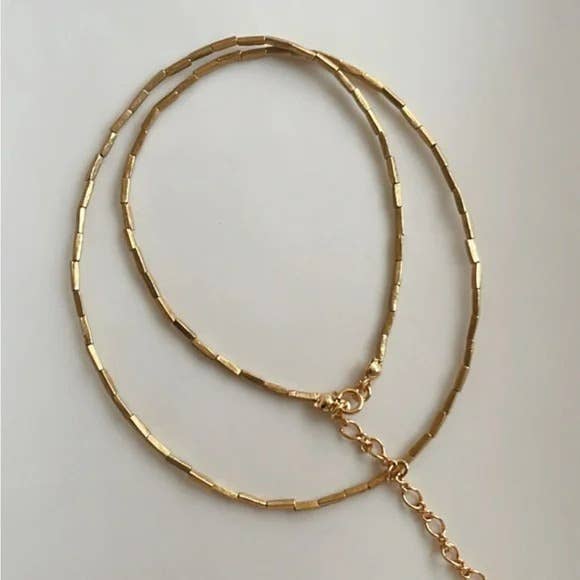 Gold Beaded Necklace: 16.5