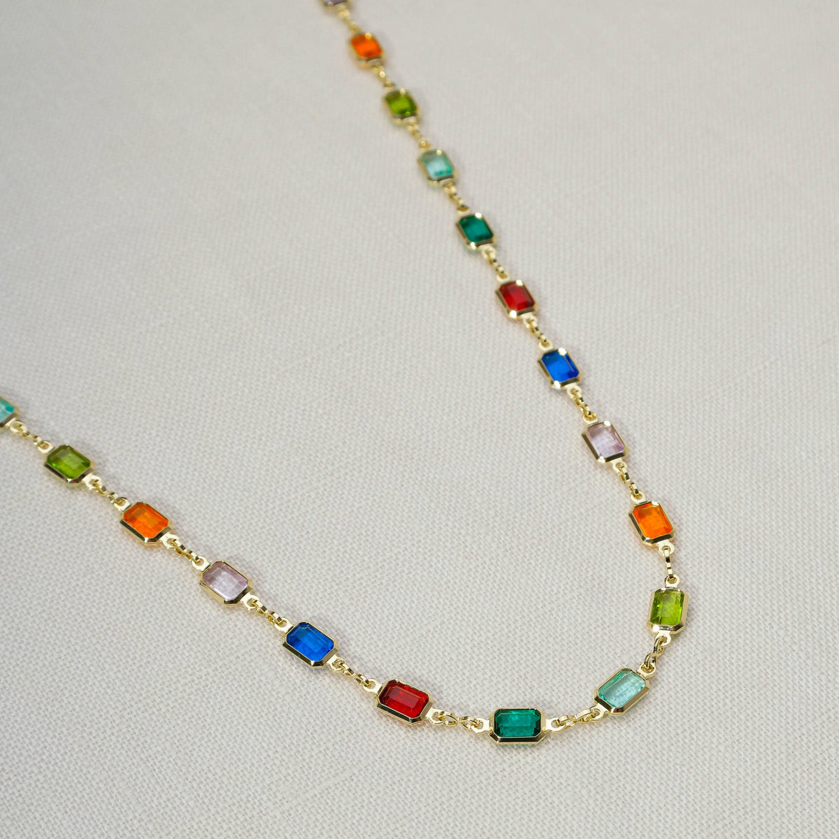 18k Gold Filled Multicolor Necklace: 16&quot; necklace + 2&quot; extension