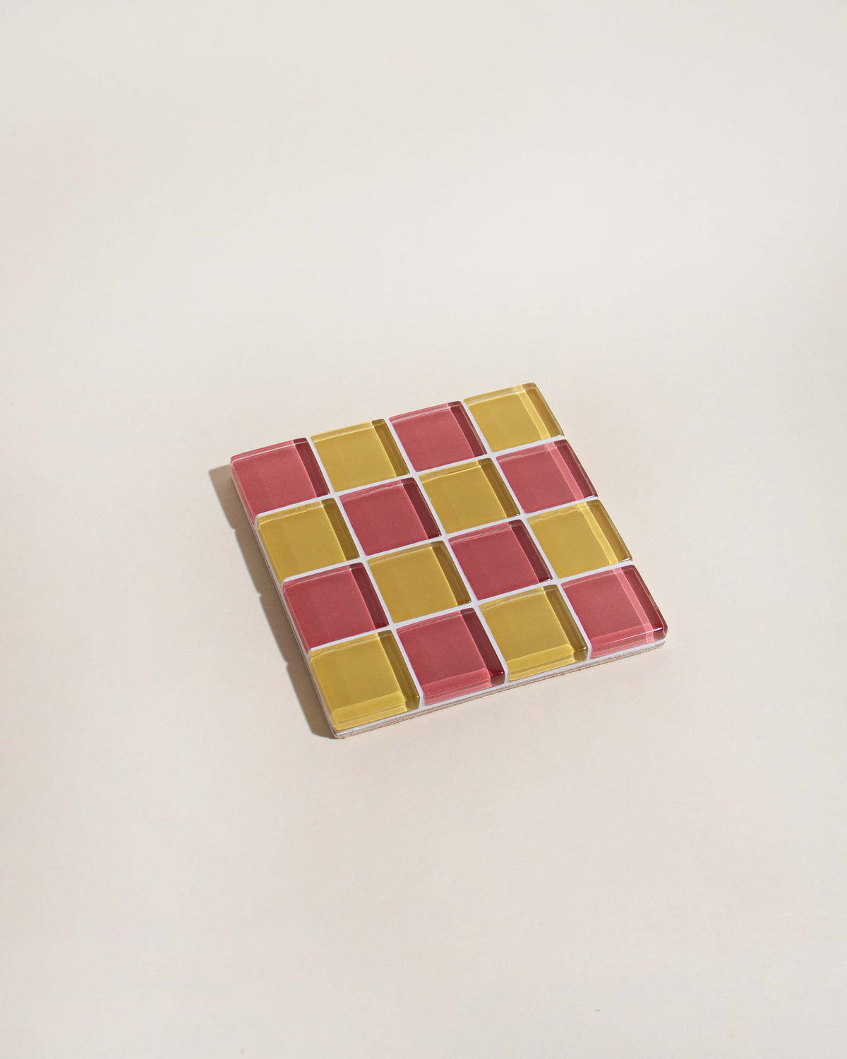 GLASS TILE COASTER - Strawberry &amp; Banana Swirl