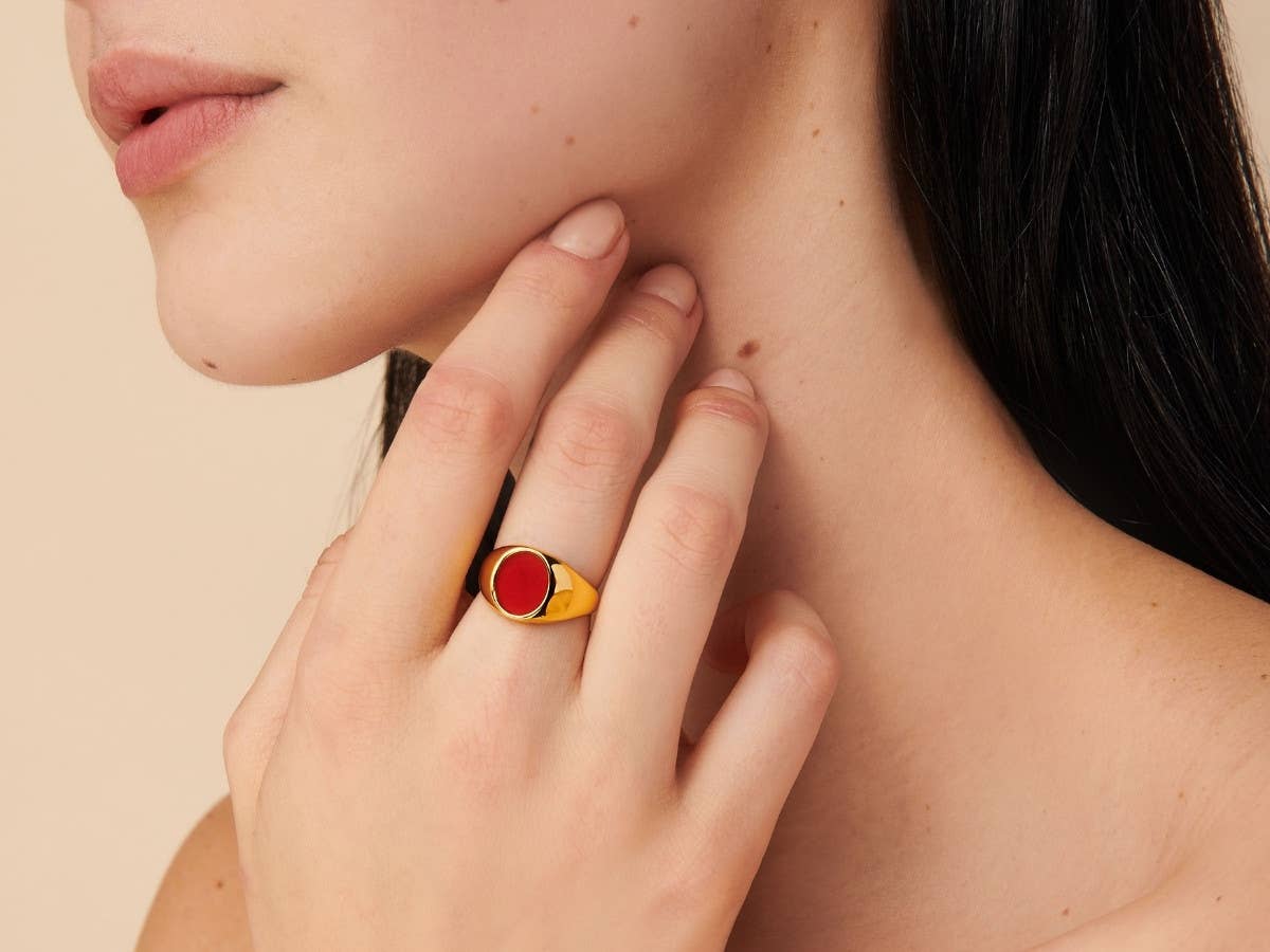 Laurel Black Onyx Ring: Red